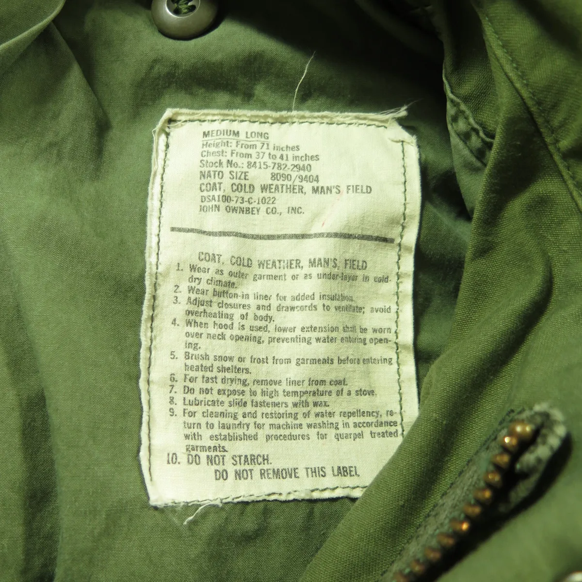 Vintage 70s M-65 Field Jacket Medium Long Military OG-107 Vietnam War Era
