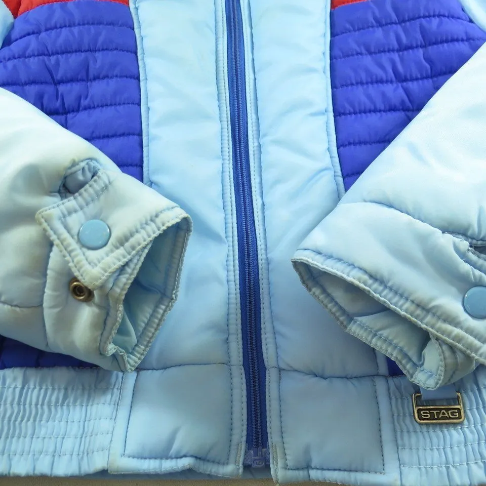 Vintage 80s Ski Jacket Womens 12 Puffy White Stag Retro Snowboard