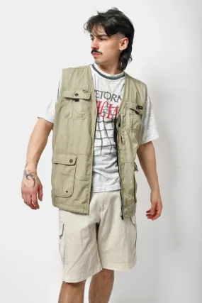 Vintage men cargo vest khaki