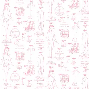 WallShoppe Barbie Blueprint Traditional Wallpaper, Ballet Slipper
