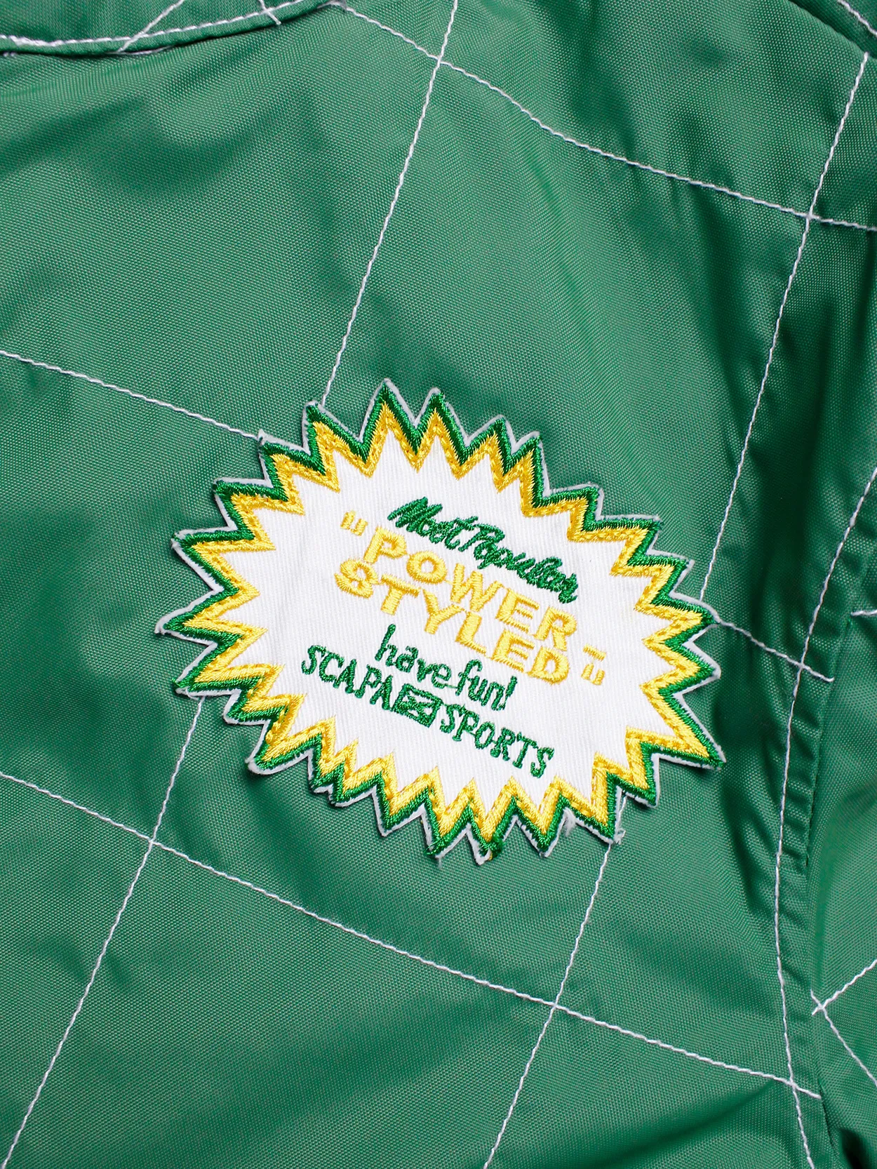 Walter Van Beirendonck for Scapa green ‘Formula 1’ racing jacket with stripes and patches