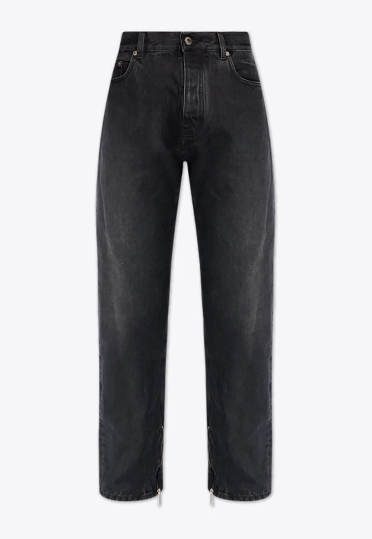 Washed Decorative-Zip Jeans