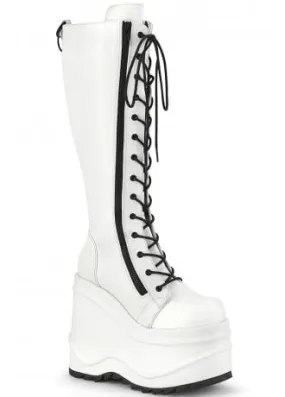 Wave 200 White Knee High Platform Boot