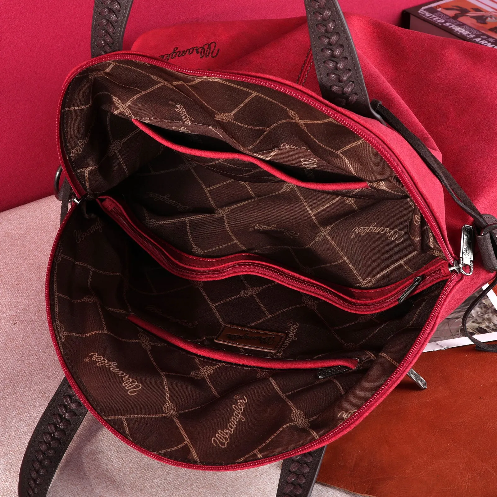 WG93G-2006  Wrangler Carry-All Concealed Carry Tote/Crossbody - Red