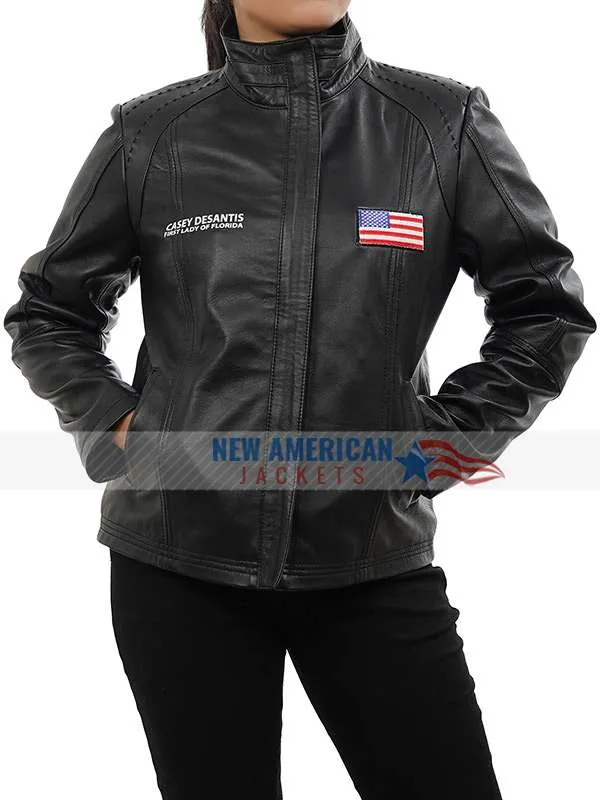 Where Woke Goes to Die Casey DeSantis Leather Jacket for Sale