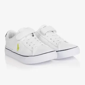 White Canvas Low-Top Velcro Trainers