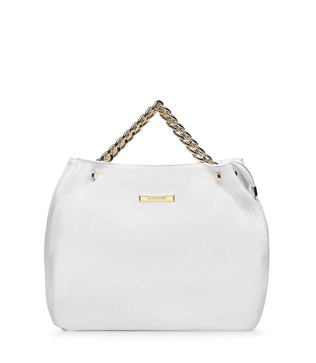 White leather shoulder bag