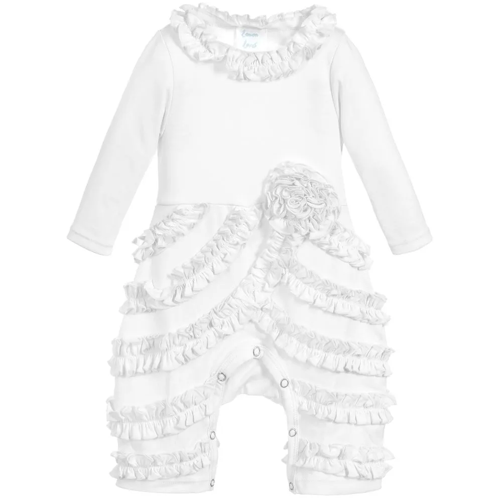 White Pima Cotton 'Peony' Romper