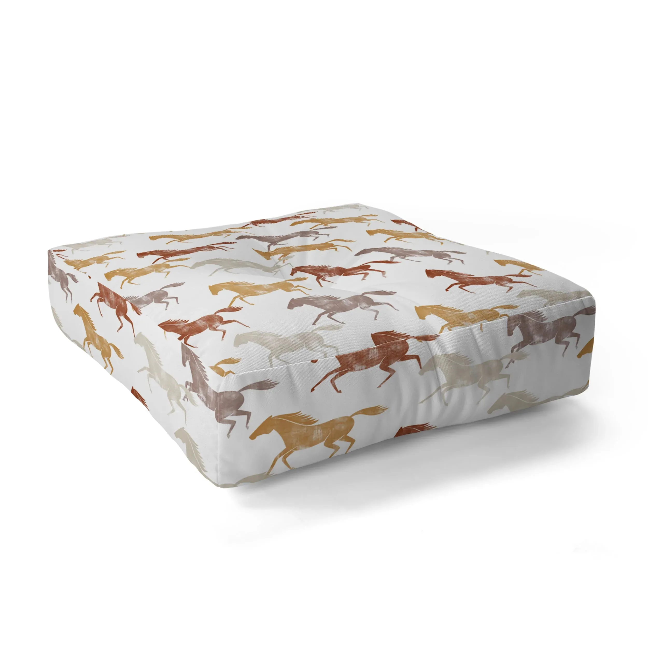 Wild Horses Floor Pouf Pillow Square (DS) DD