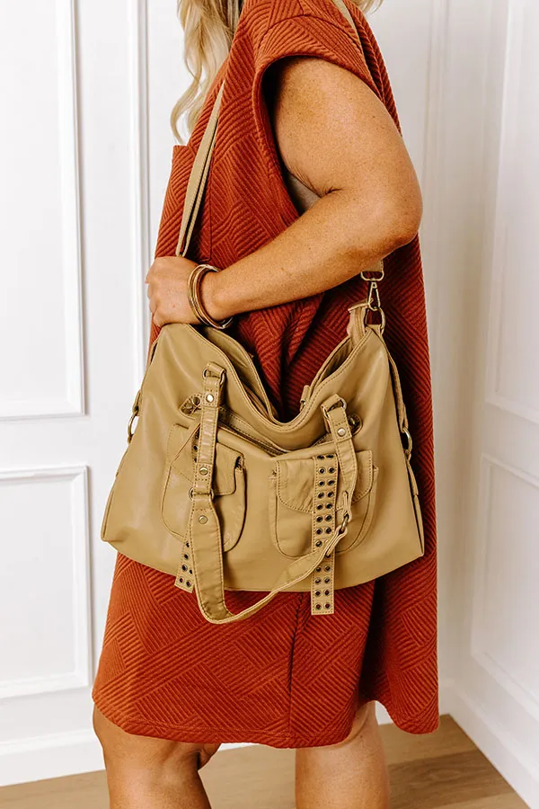 Wisteria Avenue Faux Leather Tote In Khaki