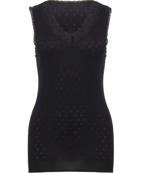 Women's Edited Pointelle Vest in Black | Postie
