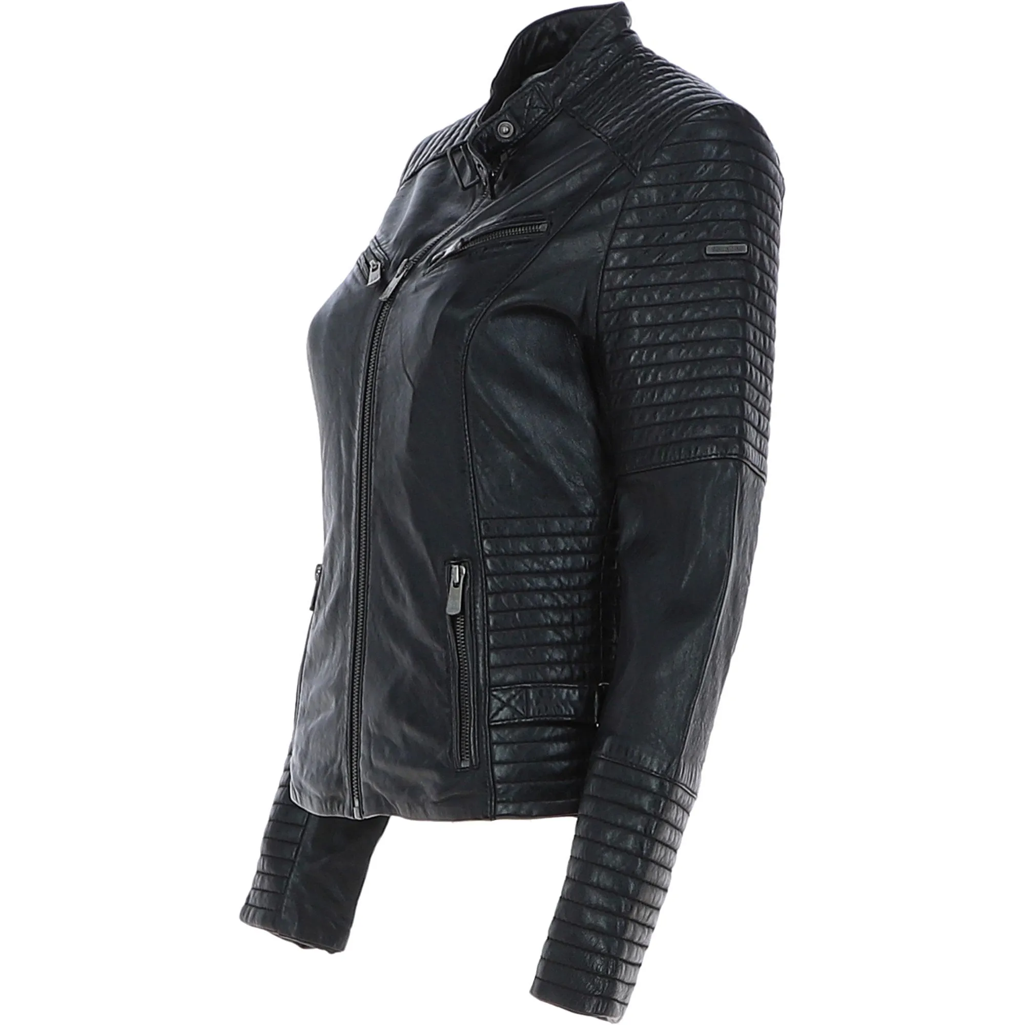 Women's Leather Biker Jacket Black: BikeX