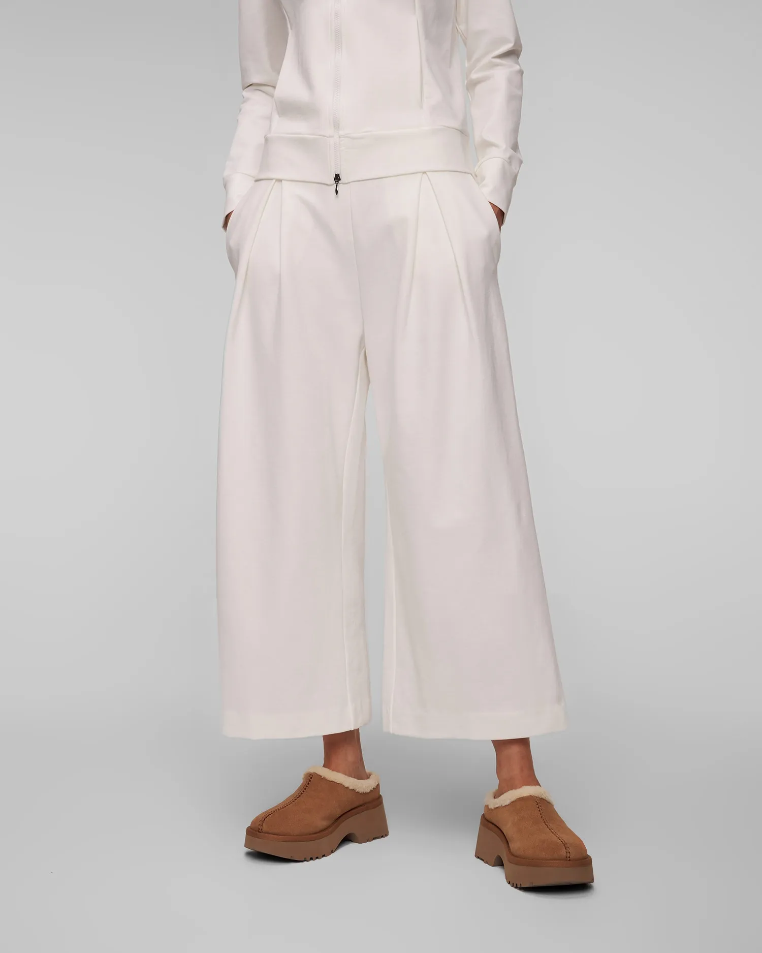 Women's white crop trousers Deha D12676-18001