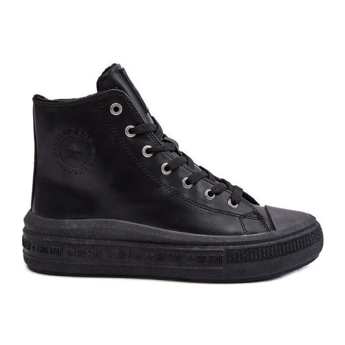 Women's Insulated Zipper Sneakers Black Big Star MM274023