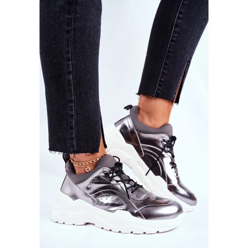 Women's Sneakers Goe Leather Pewter GG2N3040 black