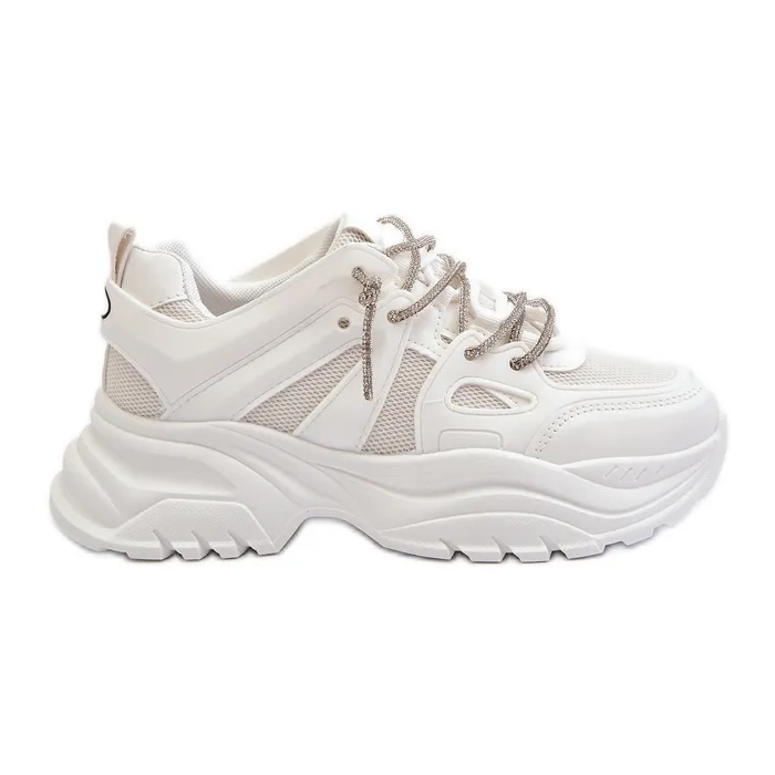 Women's Sneakers On A Massive Sole With Decorative Lacing White Relissa