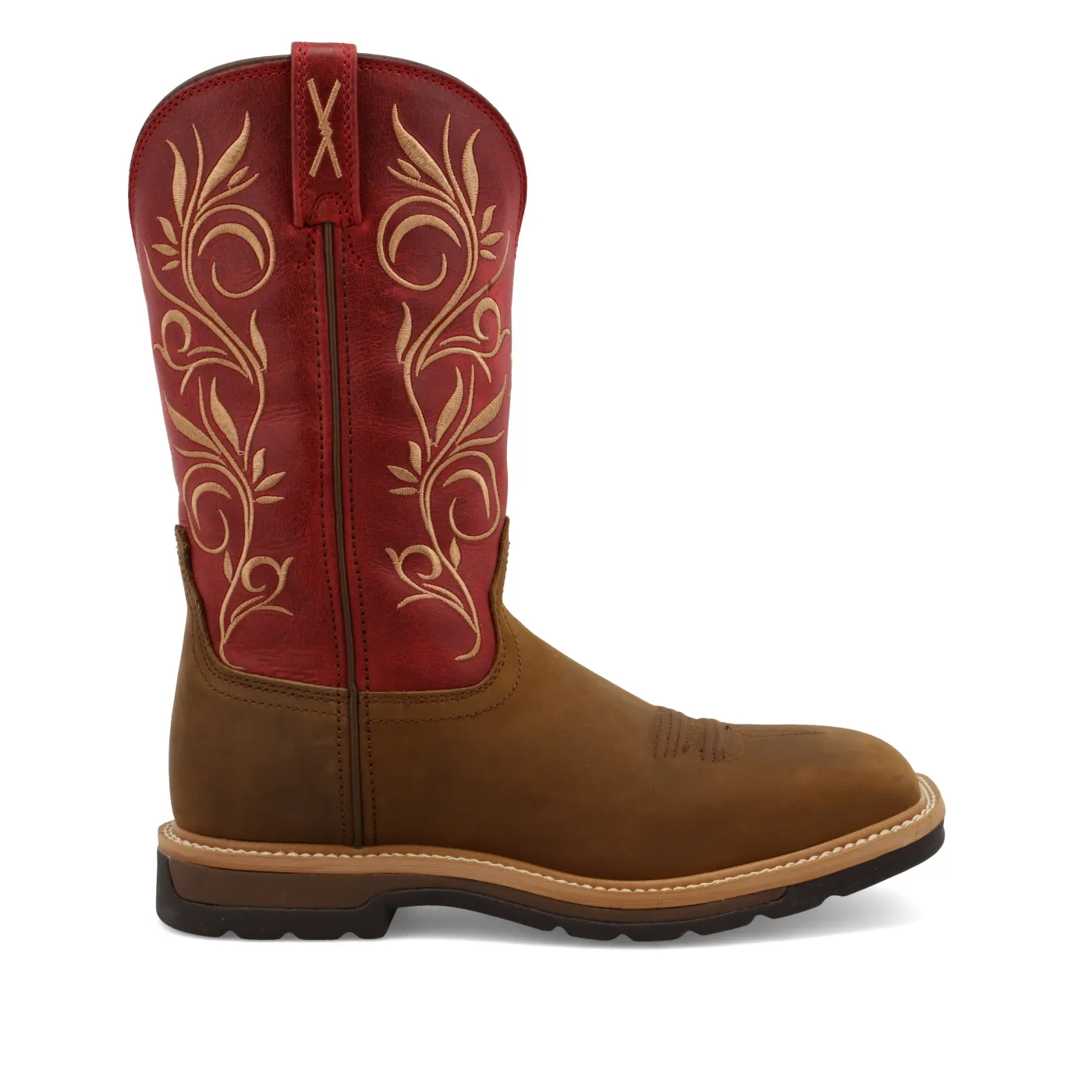 Women’s Twisted X Western Work Boot – Distressed Latigo & Red WLCS003
