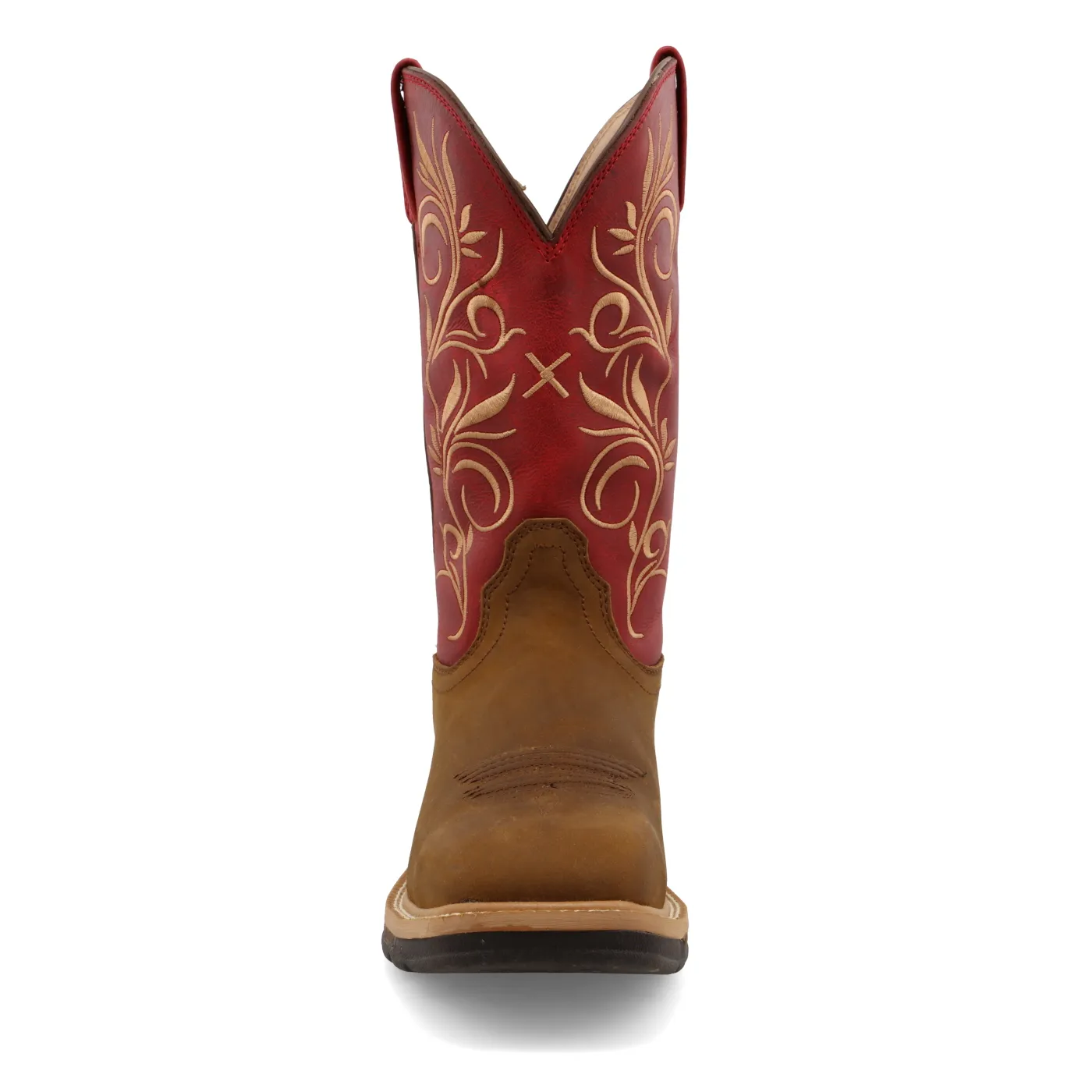 Women’s Twisted X Western Work Boot – Distressed Latigo & Red WLCS003
