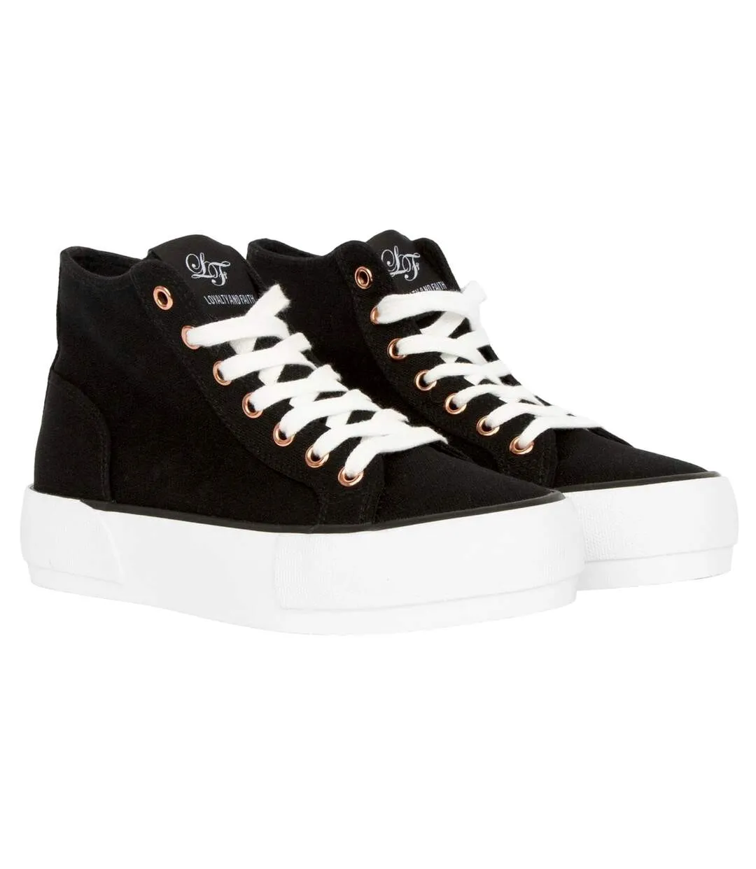 Womens/ladies millie high-top trainers black/white Loyalty & Faith