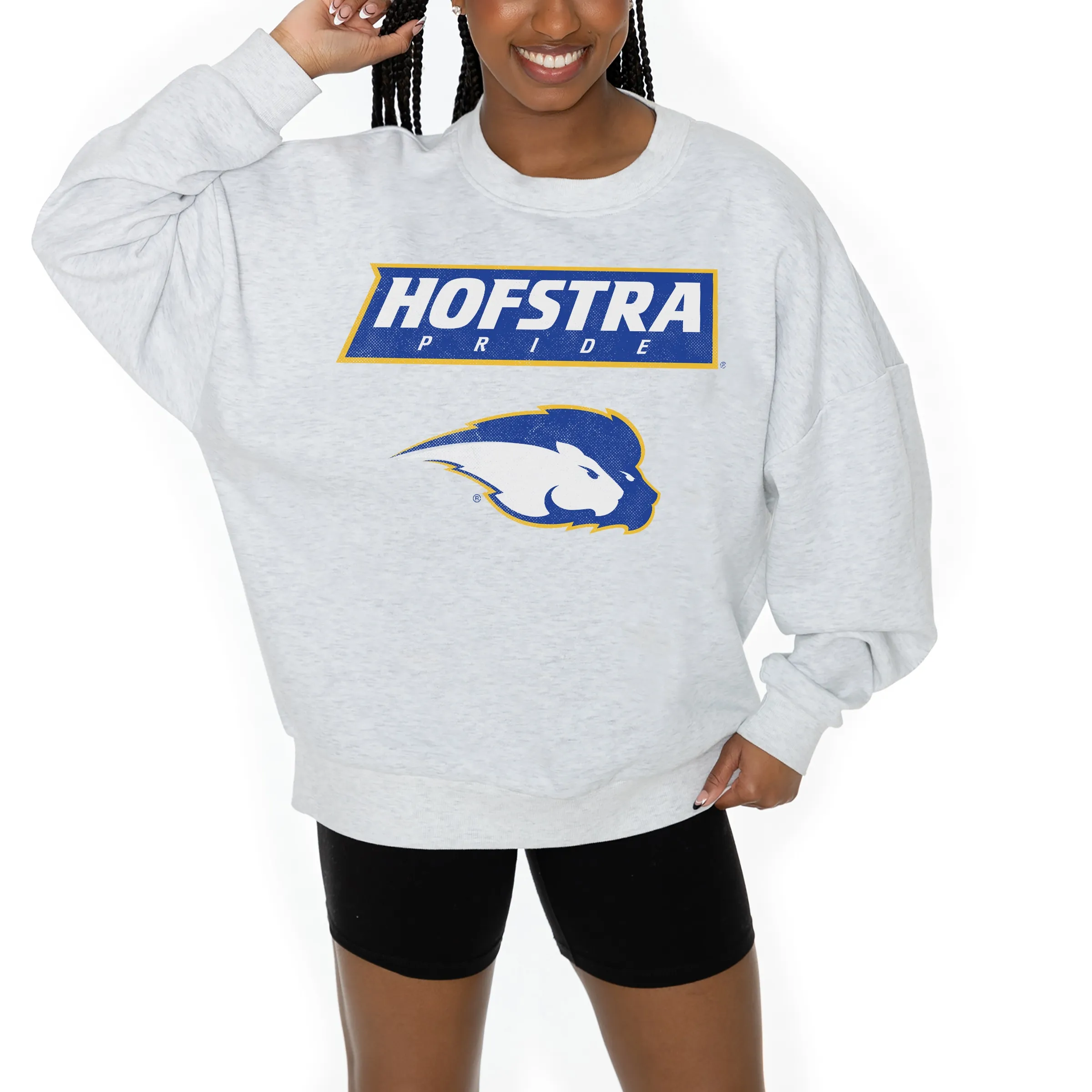 Women's Gameday Couture Ash Hofstra University Pride Premium Fleece Pullover Sweatshirt