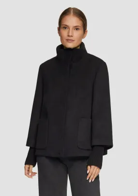 Wool blend jacket with ribbed cuffs