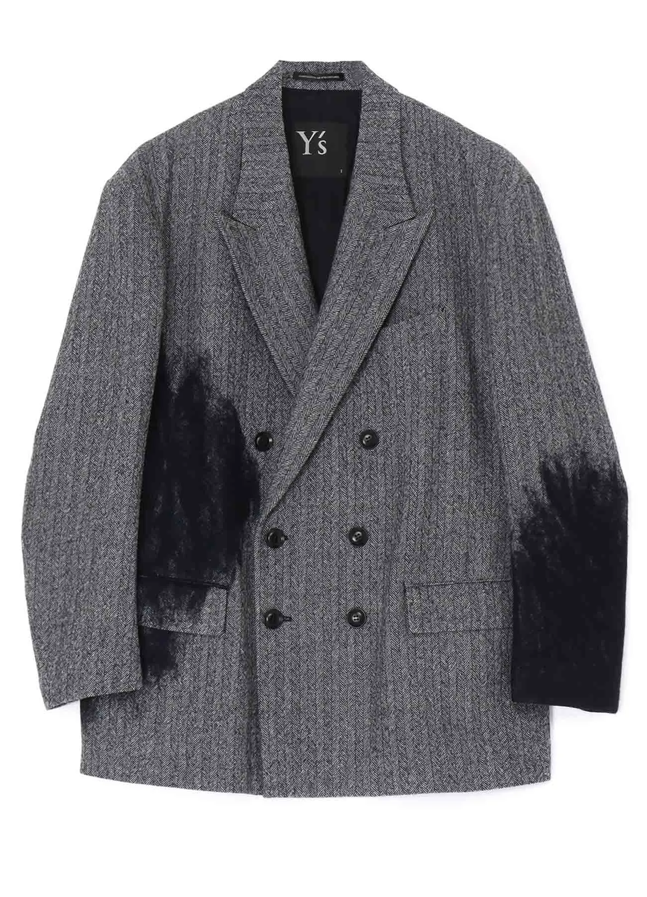 WOOL HERRINGBONE NEEDLE PUNCHED OVERSIZED TAILORED JACKET