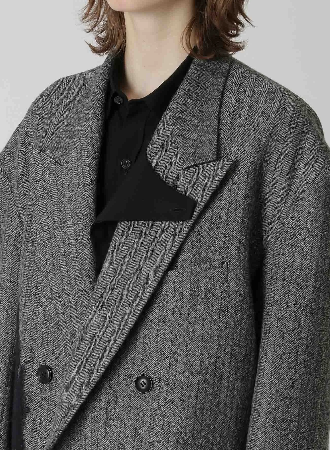 WOOL HERRINGBONE NEEDLE PUNCHED OVERSIZED TAILORED JACKET