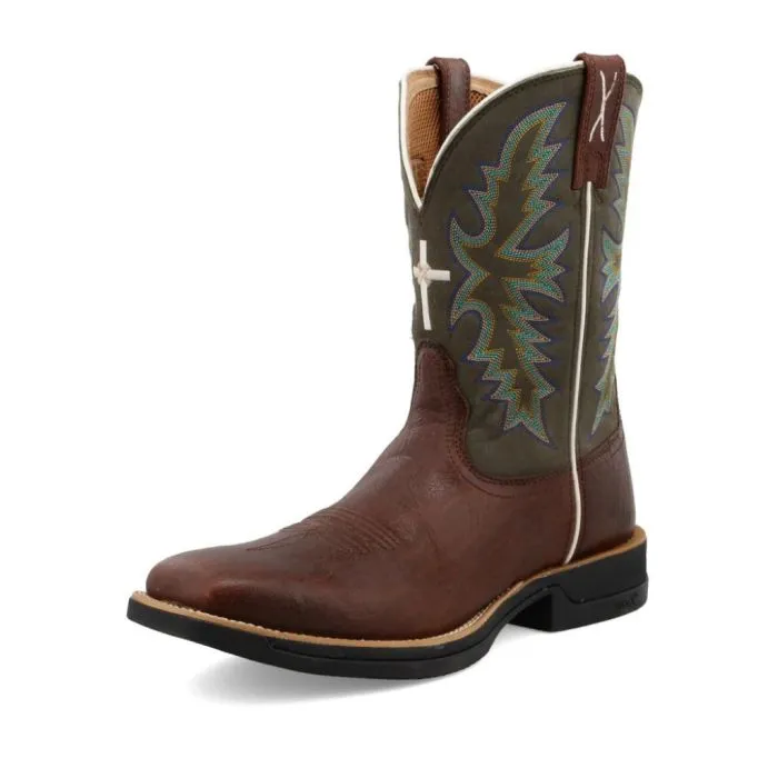 Work Twisted X Men's 11"" Tech X Boot Brown & Green