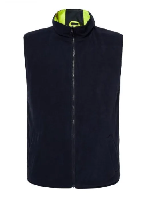 WORKCRAFT Hi Vis Reversible Fleece Vest with Tape