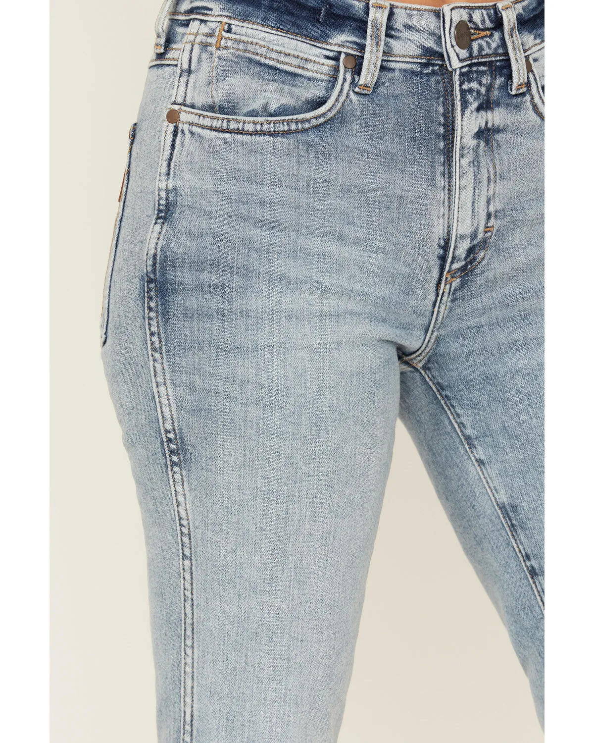 Wrangler Retro Women's Giovanni Light Wash High Rise Flare Stretch Denim Jeans