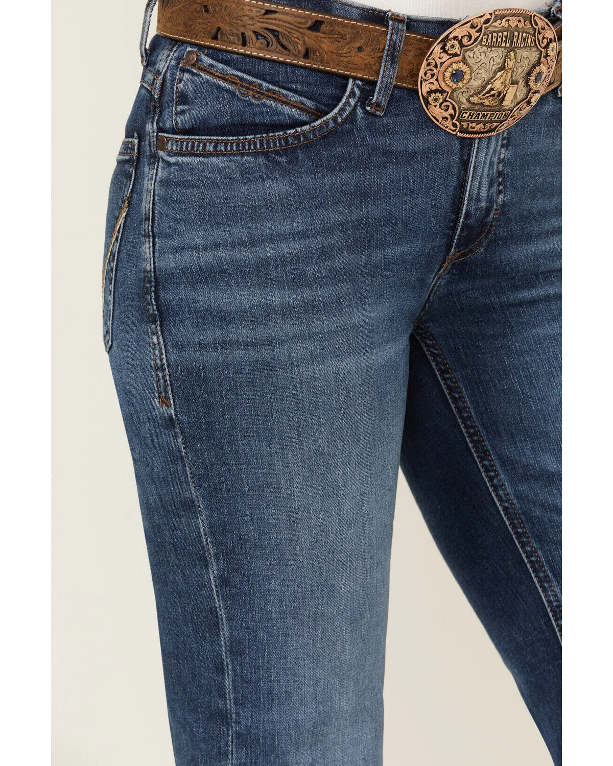 Wrangler Women's Parker Dark Wash Mid Rise Ultimate Riding Trouser Stretch Denim Jeans