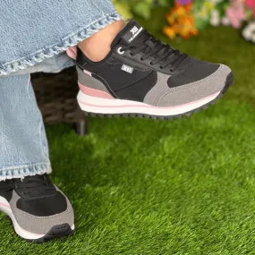 XTI 141521 Black Grey Pink Suede Trainers