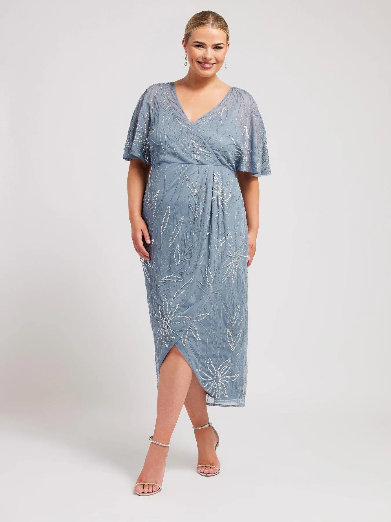 Yours Curve Luxe Wrap Maxi Dress - Blue