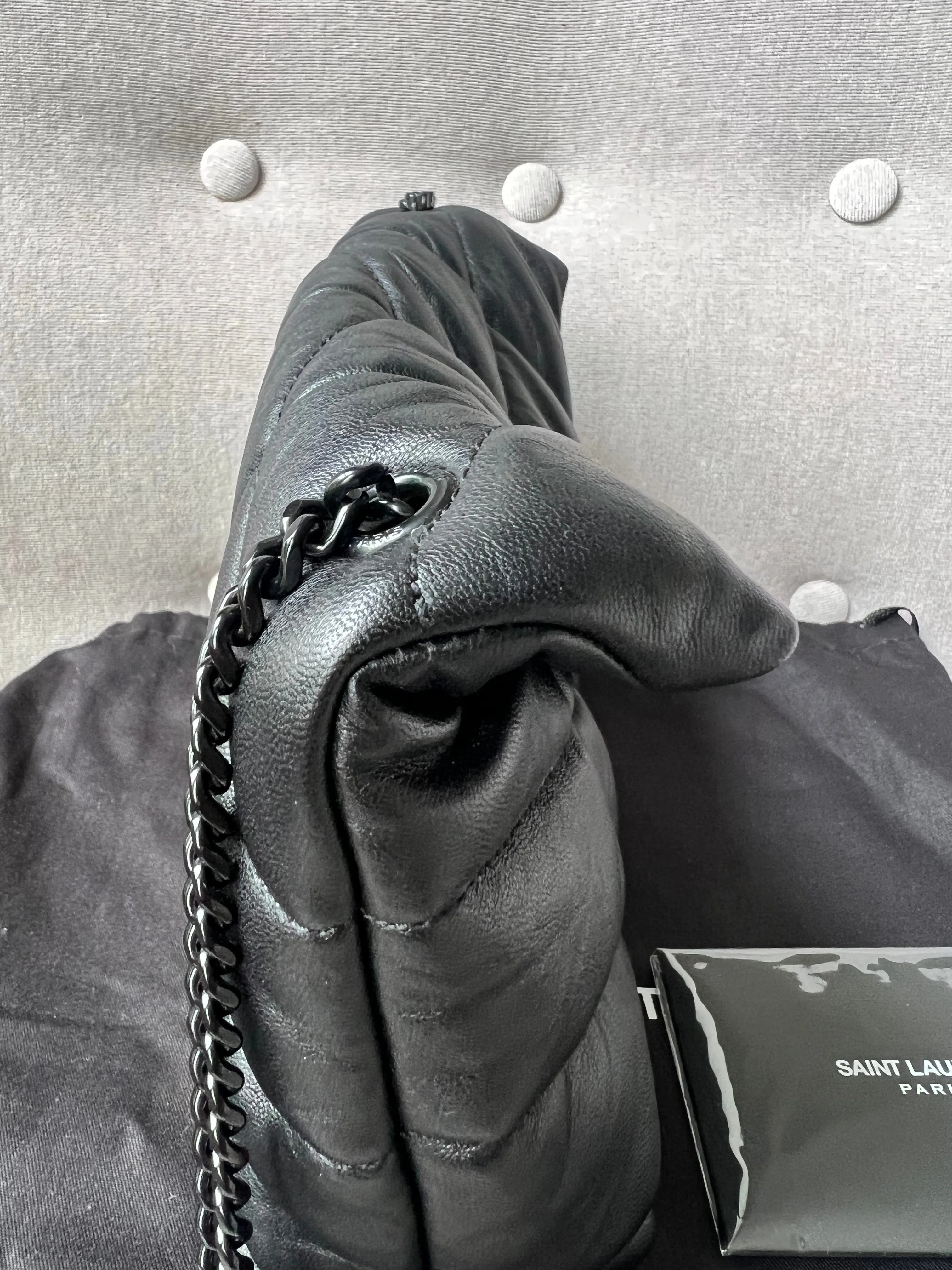 Yves Saint Laurent (YSL) Mini Puffer in Black Quilted Lambskin