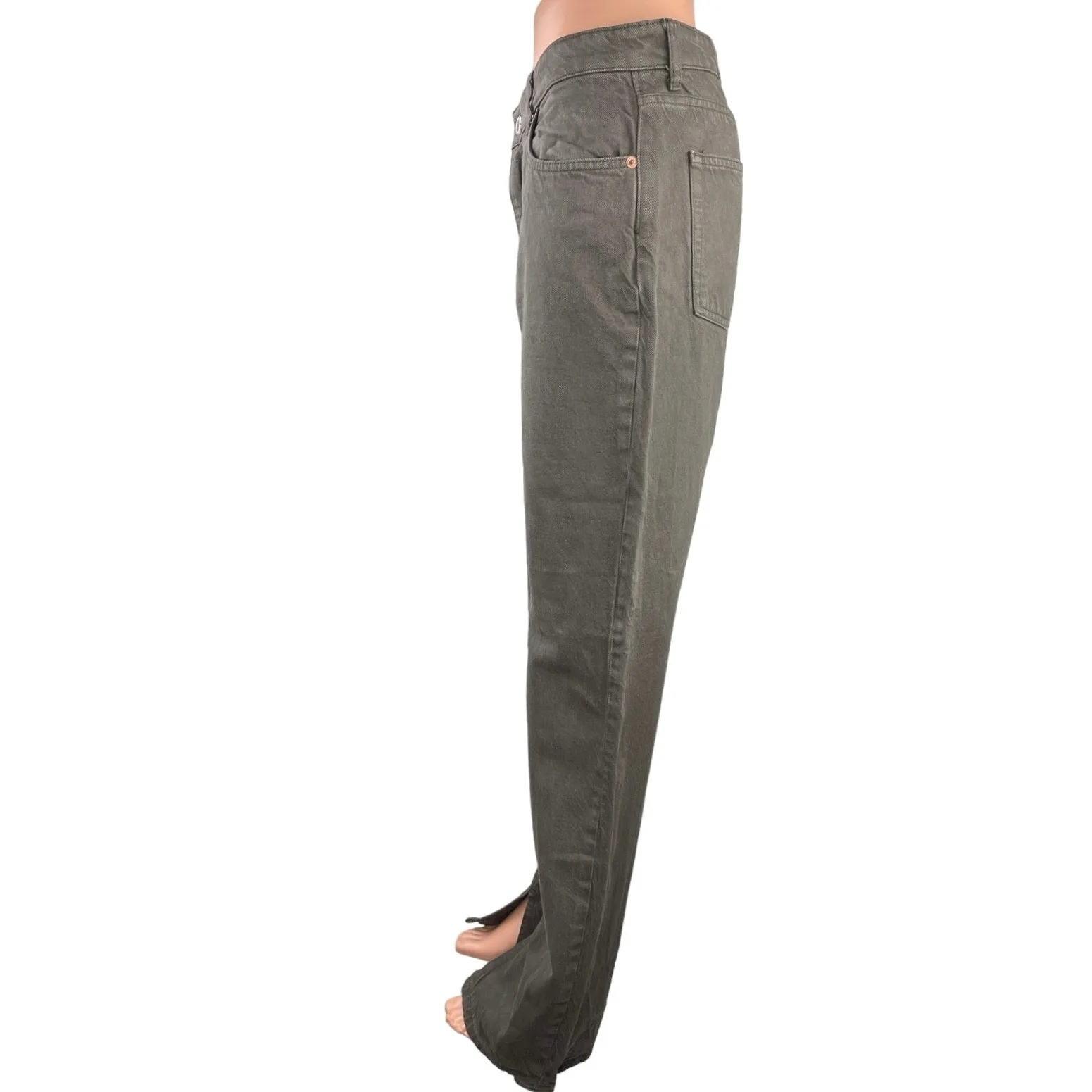 Zara Women's Brown High Rise Split Hem Casual Straight Leg Denim Jeans Size M