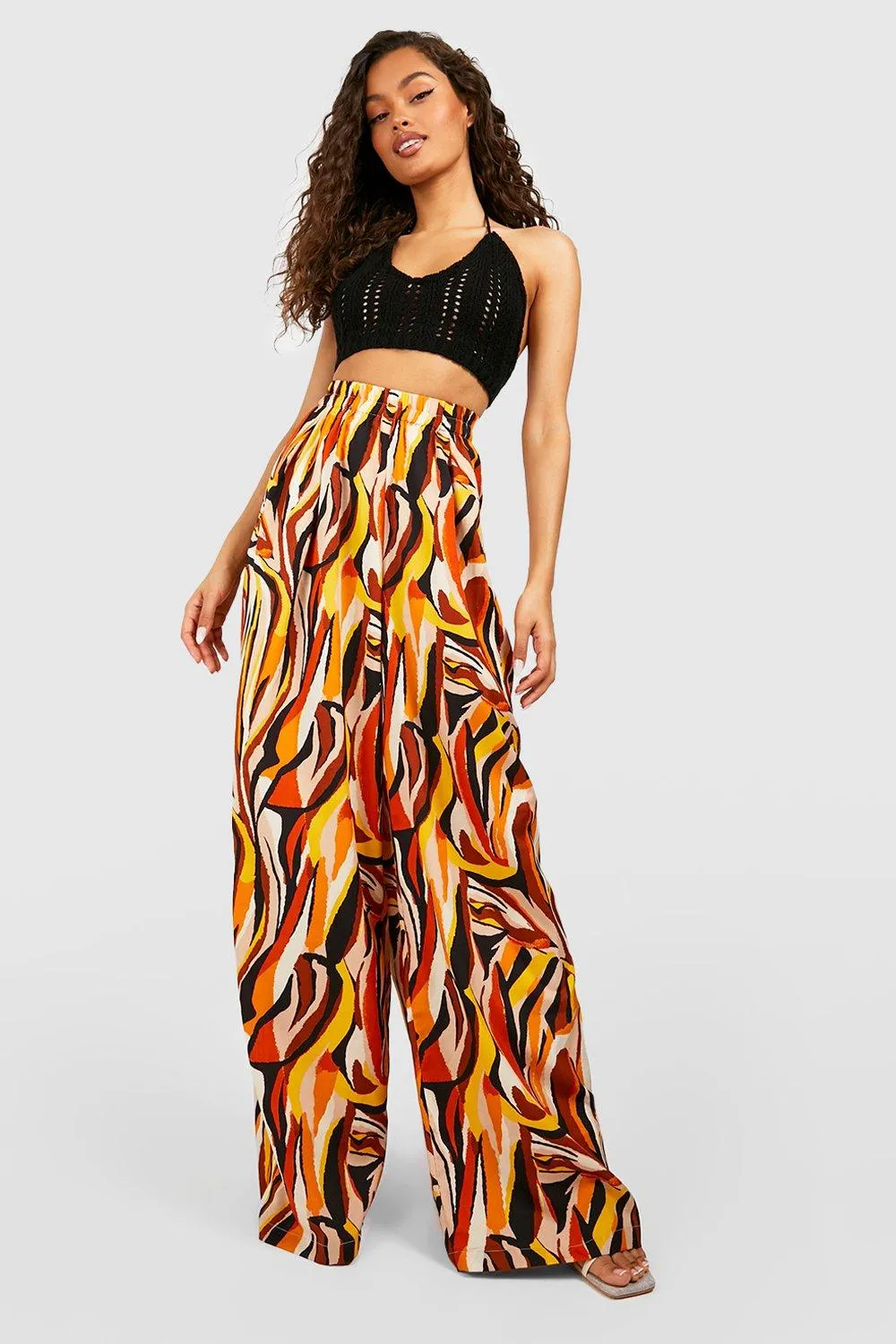 Zebra Printed Wide Leg Pants