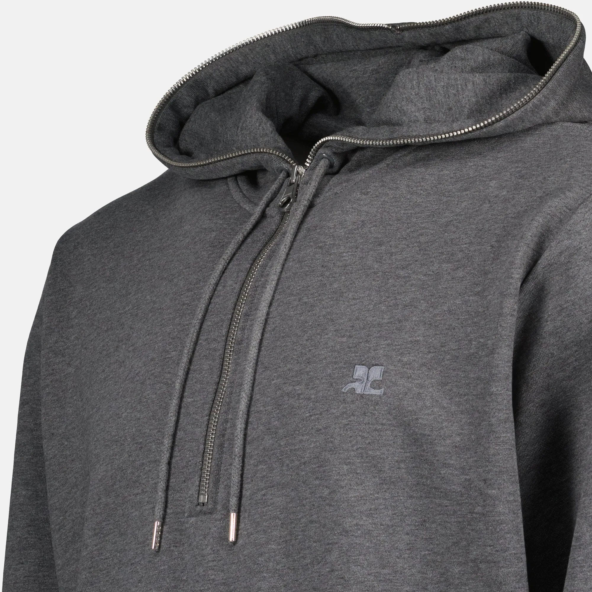 Zipped Hoodie with Stand-Up Collar
