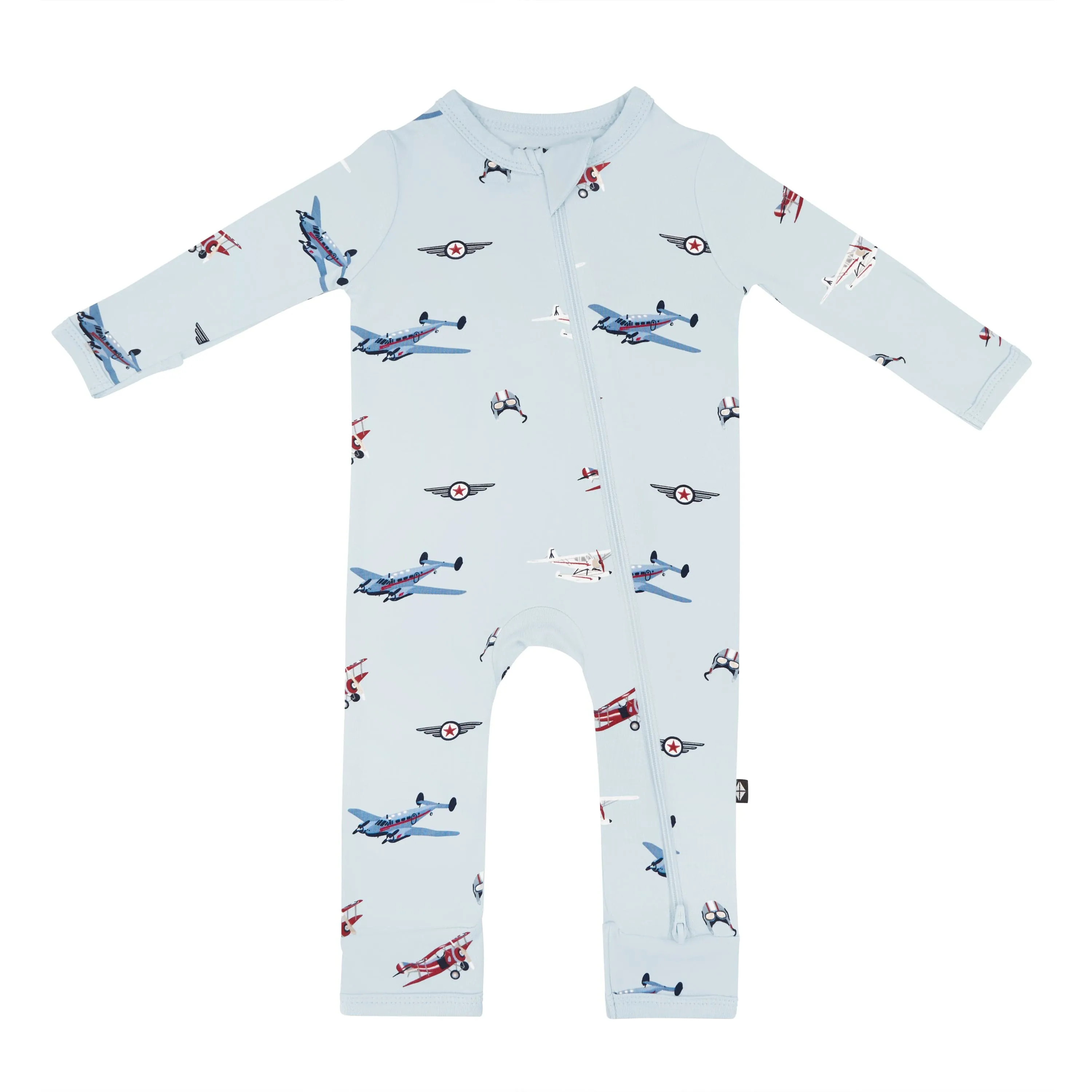 Zippered Romper in Vintage Planes